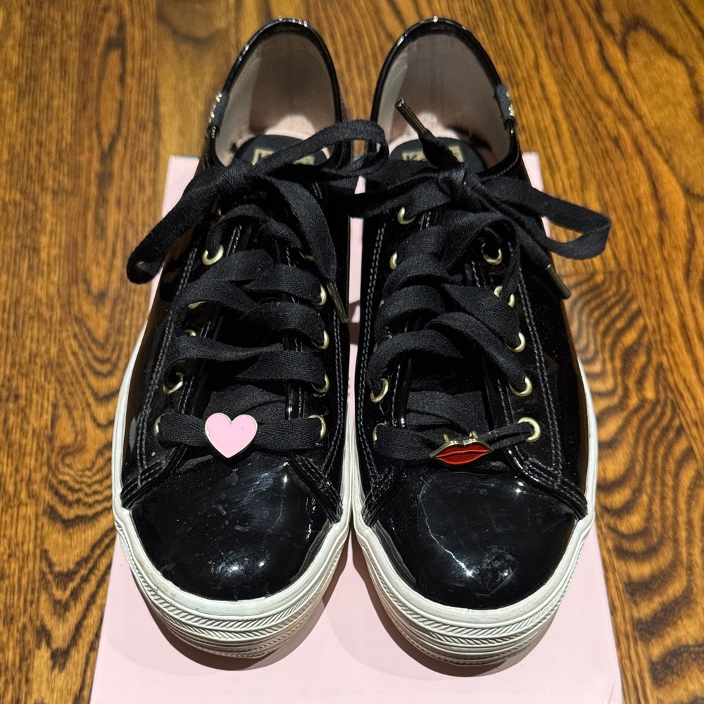 Keds Women's Shiny Black Sneakers with Charms